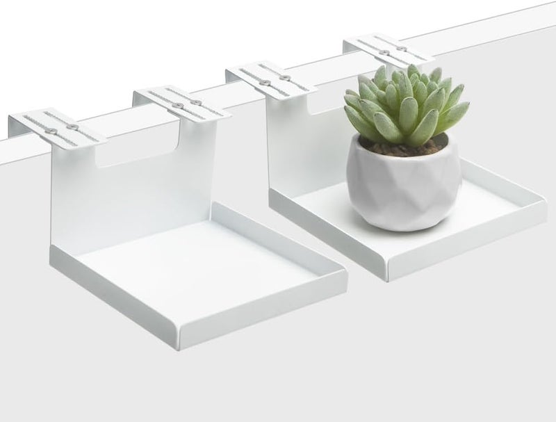 AKBFOX Office Small Cubicle Shelf Storage Organizer Floating Corner Rack Hanging Mini Shelf Adjustable Home Office Essentials for Small Planter Statue Decor Photo Frame 2 Pack - Image 1
